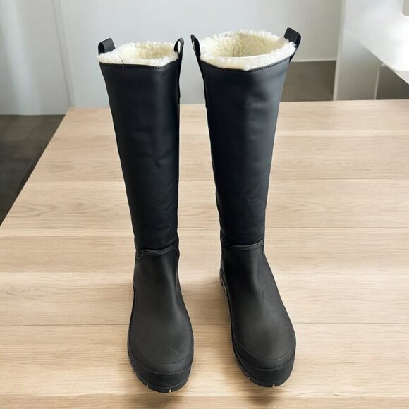 Sam Edelman Lessie Tall Rain Boots With Shearling Lining Black Waterproof Size 5 - Picture 3 of 9